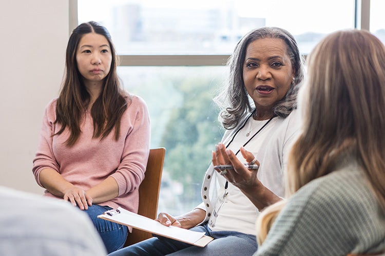 Woman counselor talking