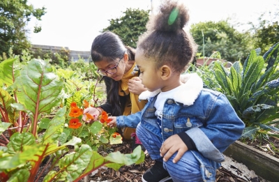 two children in a garden