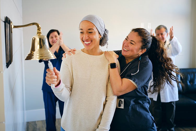 Cancer patient ringing bell