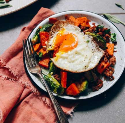 sweet potato & brussel sprout hash